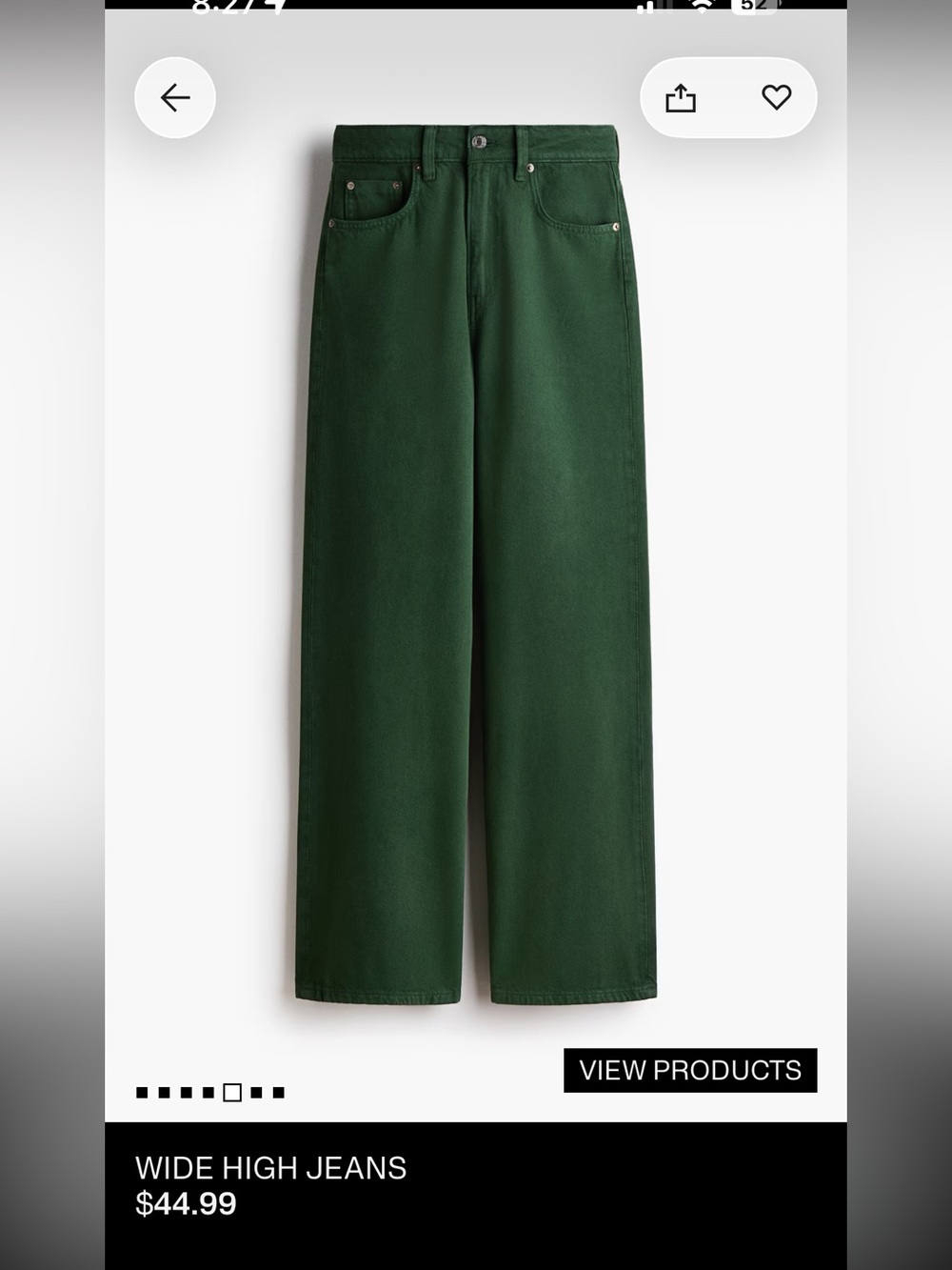 Wide High-Rise Chinos in Deep Green